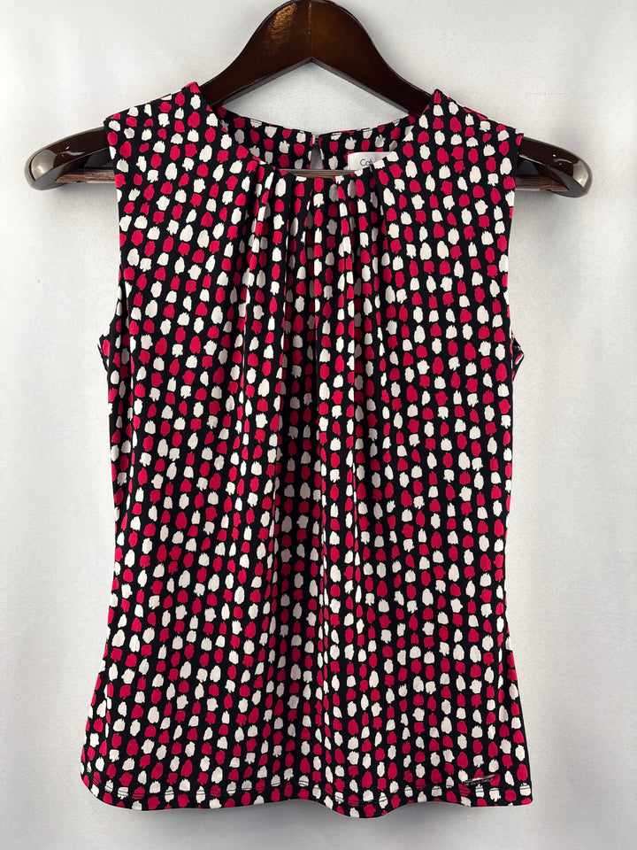 Women’s Calvin Klein XS Black White &amp; Pink Sleeveless Blouse