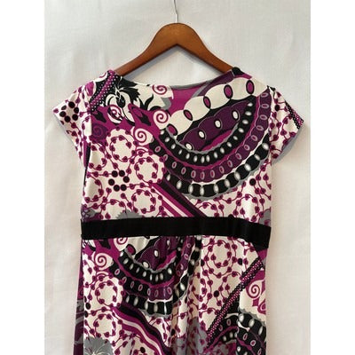 M Fasis Cap Sleeve v neck dress purple and black Sz XL