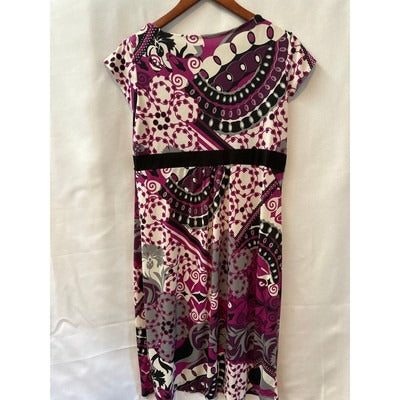 M Fasis Cap Sleeve v neck dress purple and black Sz XL