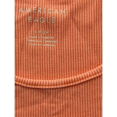 American Eagle S/P/CH Ribbed Tank Top Peach Orange Sleeveless Stretchy Cotton Blend