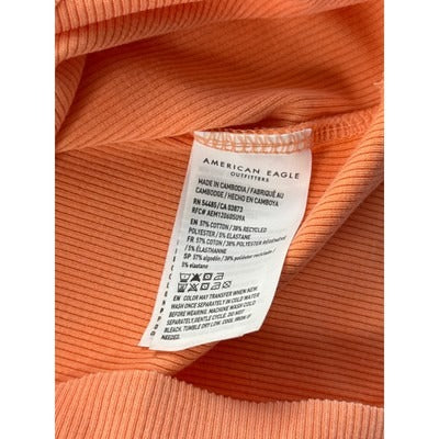 American Eagle S/P/CH Ribbed Tank Top Peach Orange Sleeveless Stretchy Cotton Blend