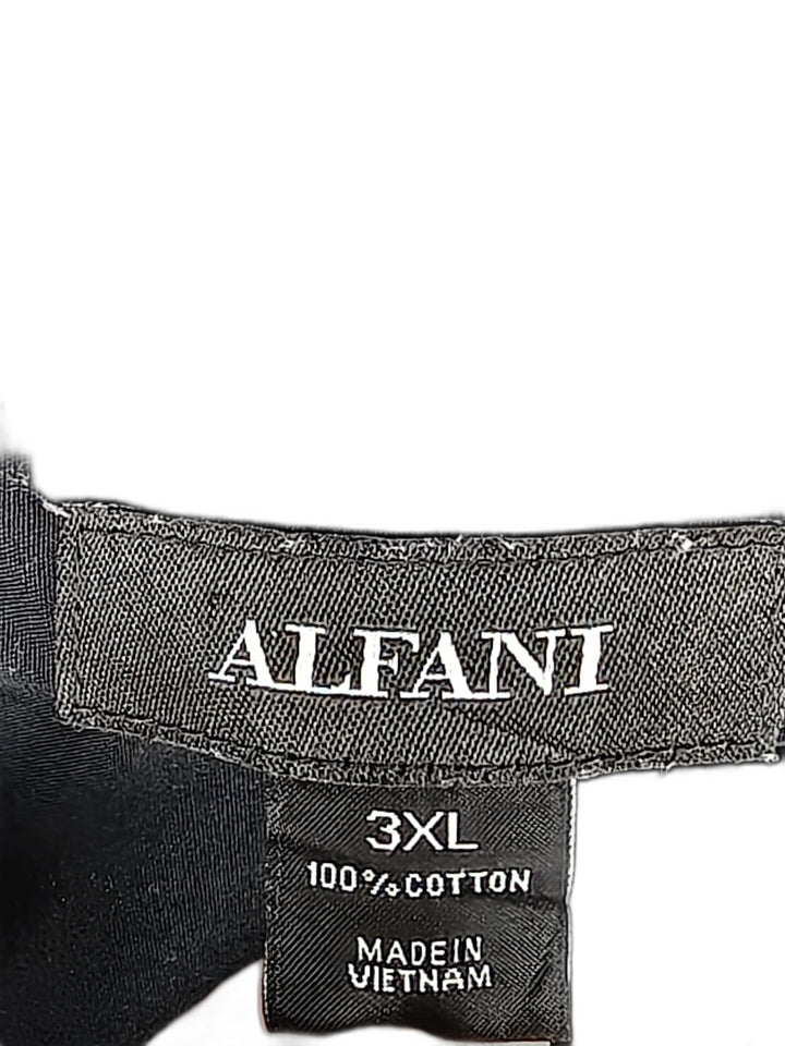 Alfani Men's 3XL Black Gray Micro Stripe Button Front Shirt Long Sleeve 100% Cotton