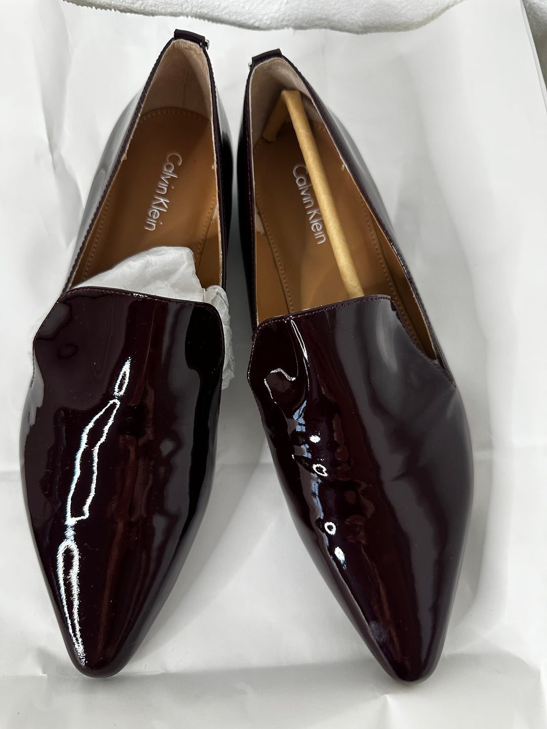 Calvin Klein Elin Patent Leather Oxblood Loafers