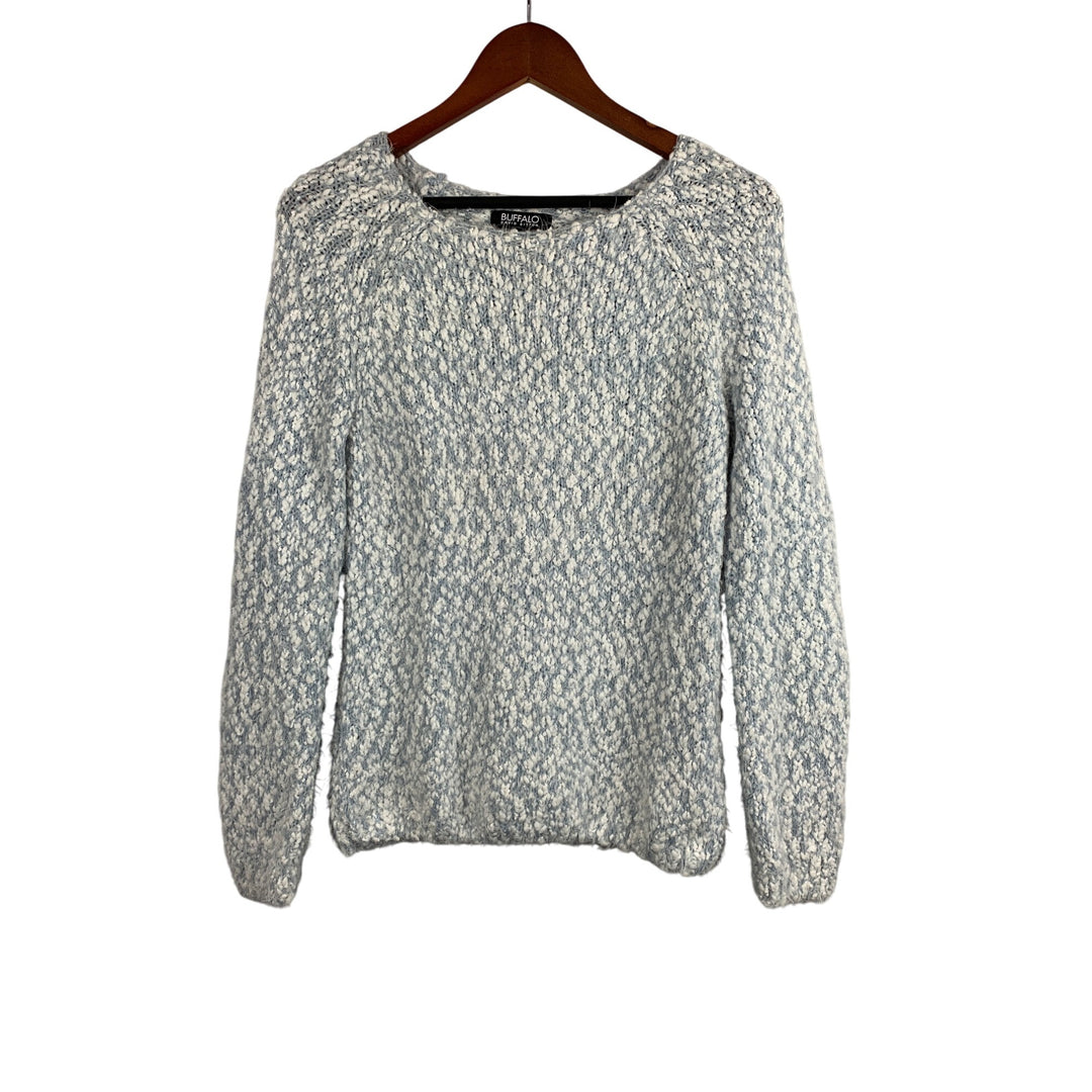 Buffalo David Bitton Womens S Blue & White Textured Knit Sweater