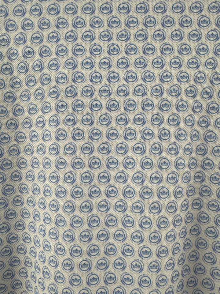 Men’s Peter Millar XL White &amp; Light Blue Patterned Golf Polo