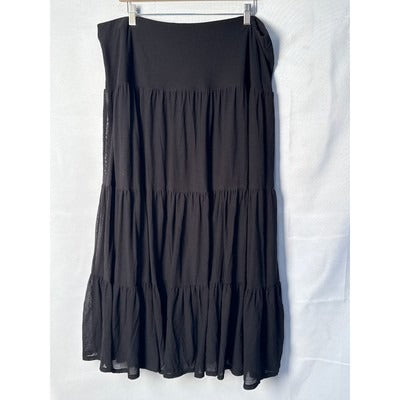 Lauren Ralph Lauren Womens Black Tiered Maxi Skirt XL Cotton/Nylon Blend