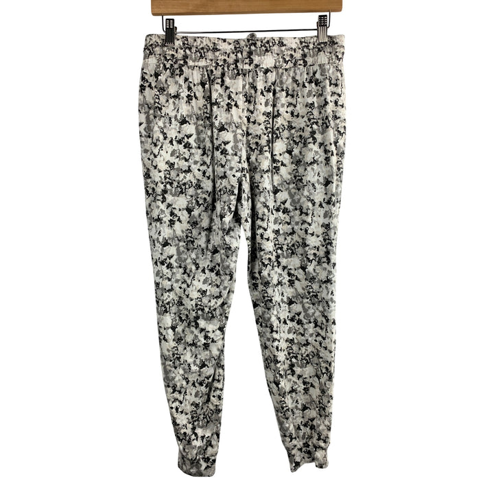 Muk Luks Womens Stretch Jogger Pants PM Cotton/Spandex Blend Black/White Camouflage Print
