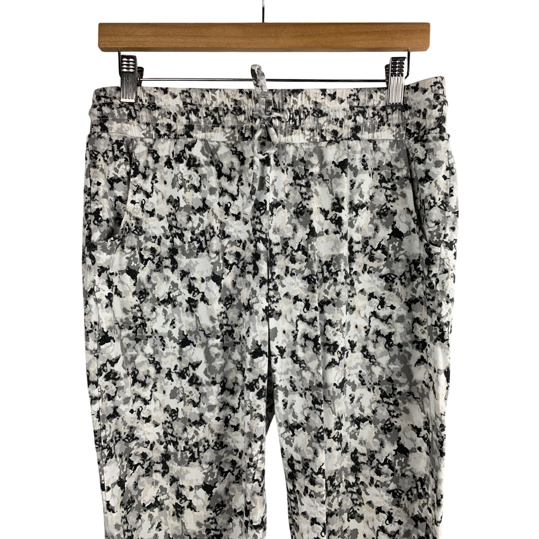 Muk Luks Womens Stretch Jogger Pants PM Cotton/Spandex Blend Black/White Camouflage Print