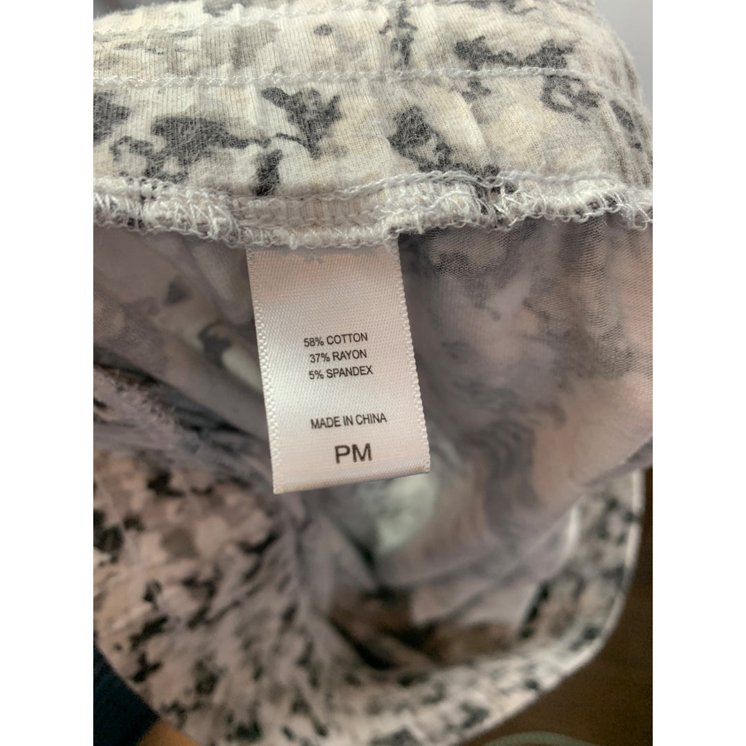 Muk Luks Womens Stretch Jogger Pants PM Cotton/Spandex Blend Black/White Camouflage Print
