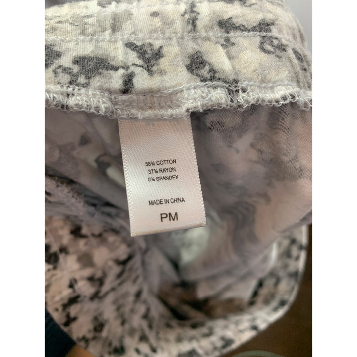Muk Luks Womens Stretch Jogger Pants PM Cotton/Spandex Blend Black/White Camouflage Print