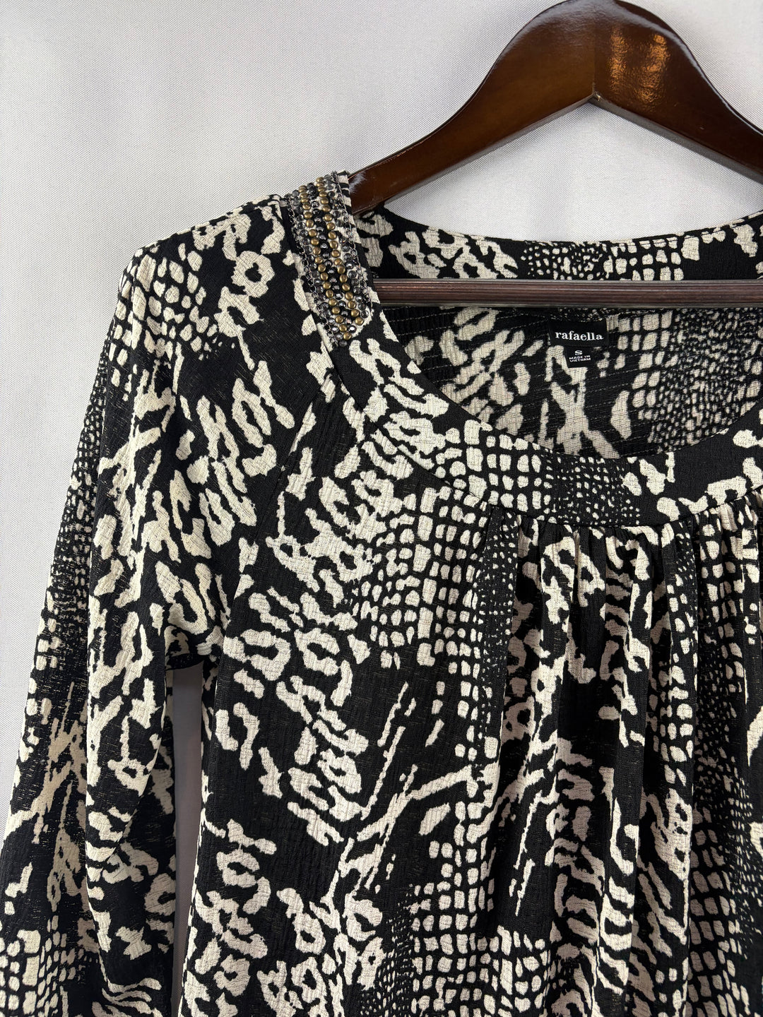 Women’s Rafaella Small Black & White Animal Print Blouse