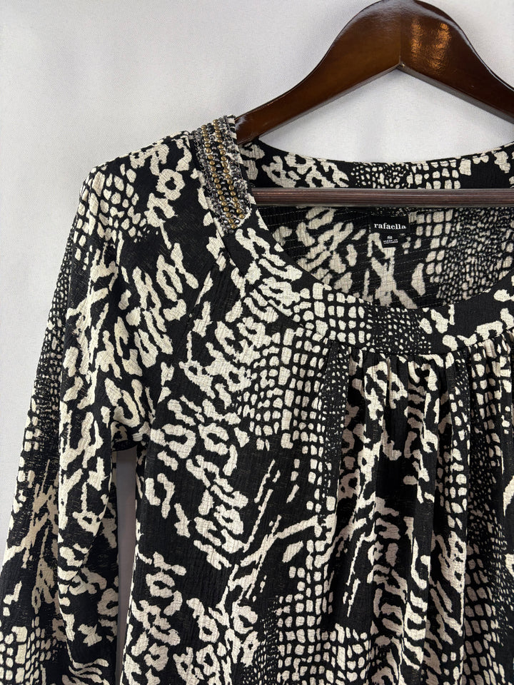 Women’s Rafaella Small Black & White Animal Print Blouse
