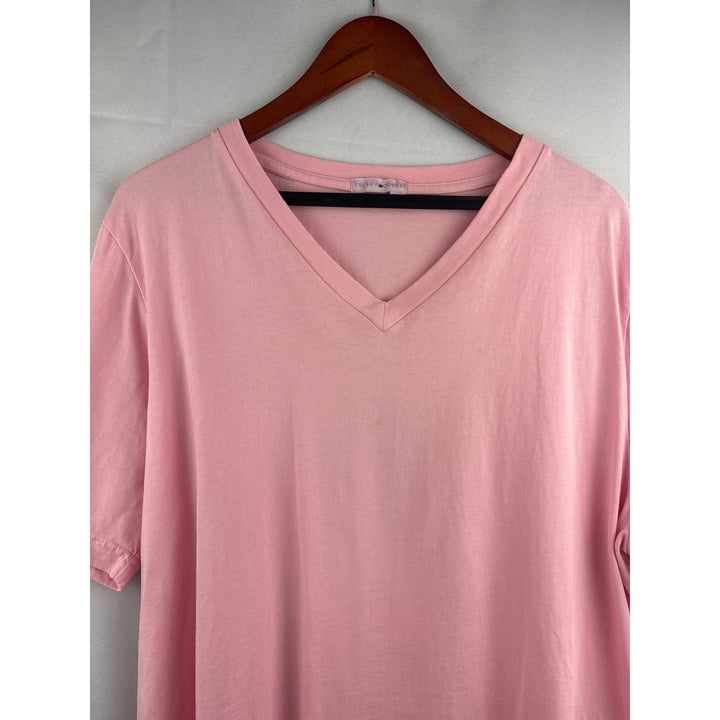 Fresh Produce Womens Pink V-Neck Short Sleeve T-Shirt 1X 100% Cotton Made In USA