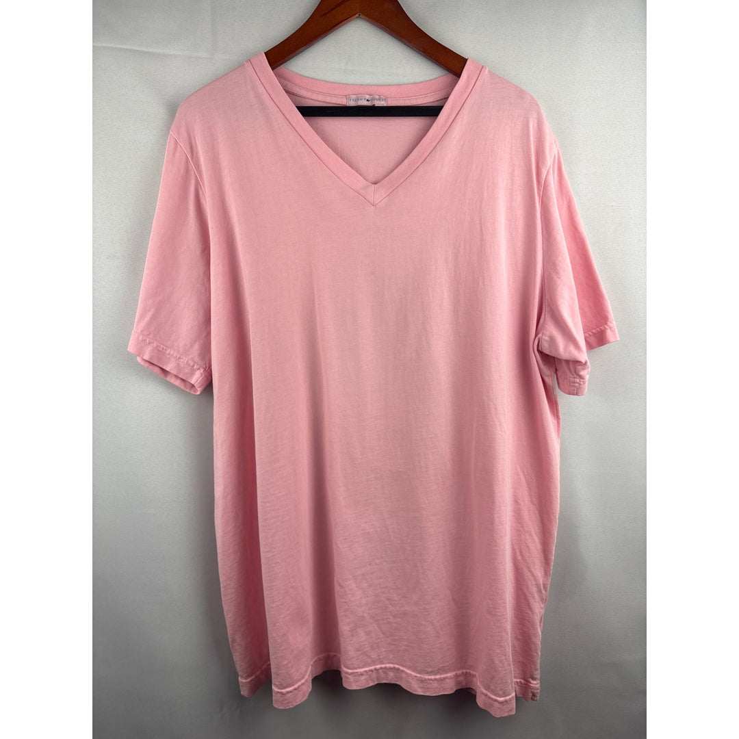 Fresh Produce Womens Pink V-Neck Short Sleeve T-Shirt 1X 100% Cotton Made In USA