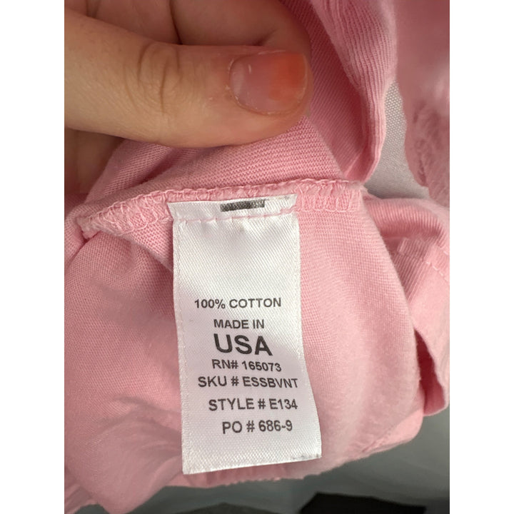 Fresh Produce Womens Pink V-Neck Short Sleeve T-Shirt 1X 100% Cotton Made In USA