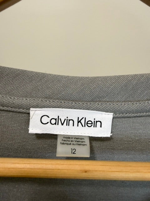 Calvin Klein Short‑Sleeve V‑Neck Gray Dress Sz12