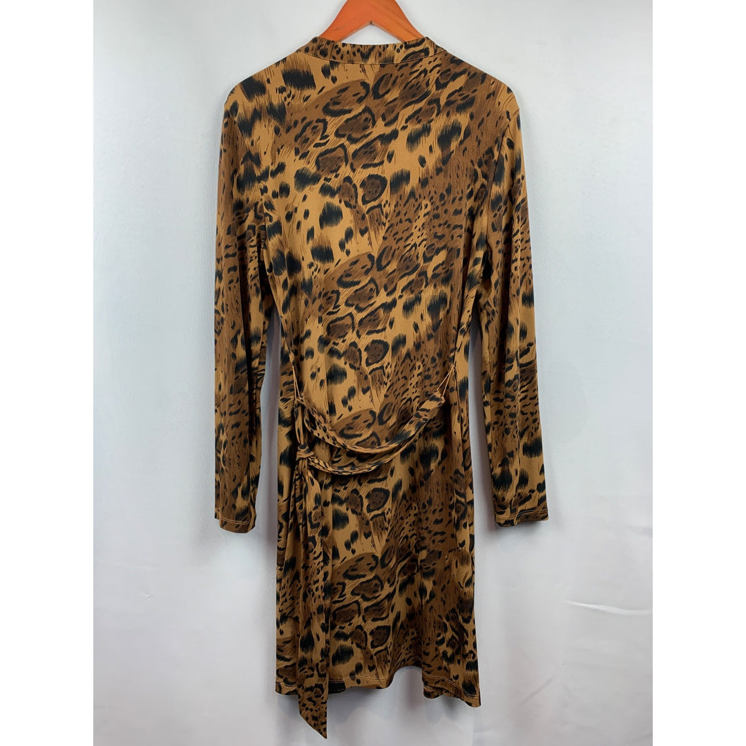 Susan Lucci Animal Print Womens Cardigan With Tie Waist M