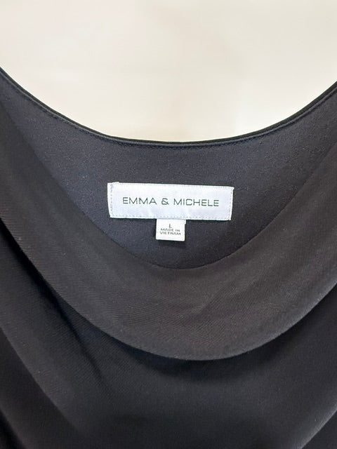 Emma &amp; Michele Cowl Neck Wide Leg Jumpsuit Black SzL