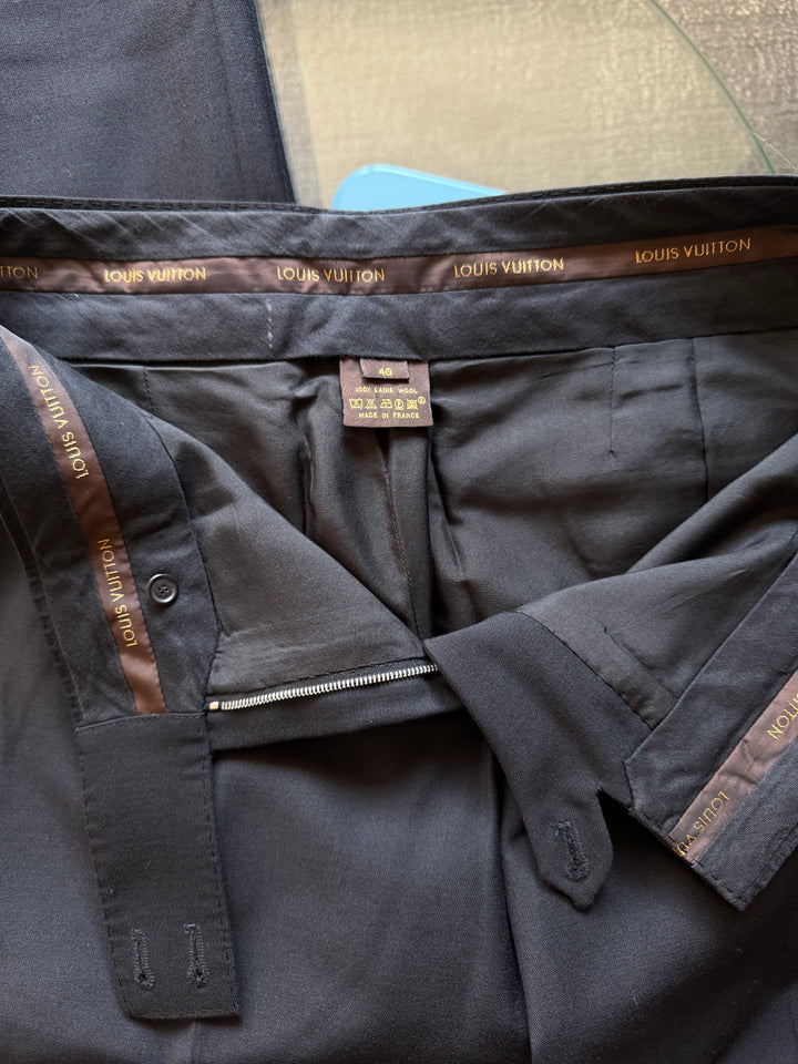 Vintage Louis Vuitton Black Wool Trousers Size 40 Made in France