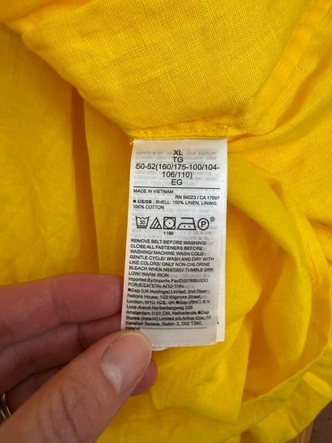 Banana Republic Sunflower Yellow Linen Shirt Dress SzXL NWOT