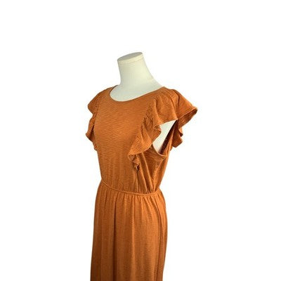 Women's J.Crew Orange Long Summer Dress , 100% Cotton - Size S