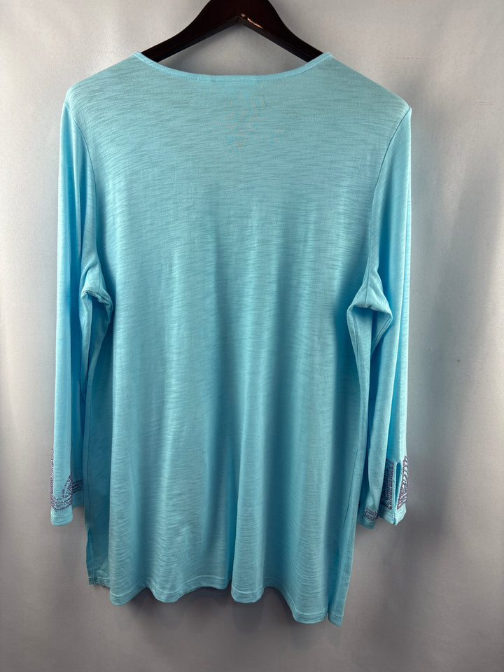 Women’s Bellisima Kim Gravel Large Aqua Beaded Blouse