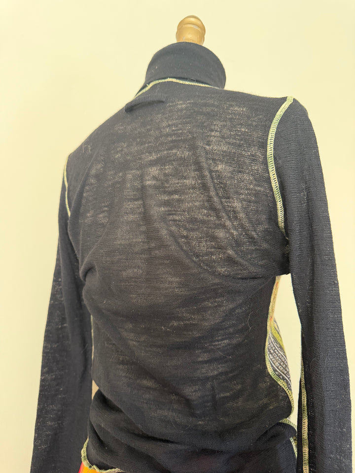Jean Paul Gaultier Maille Classique Banknote Print 100% Wool Graphic Turtleneck Sweater S