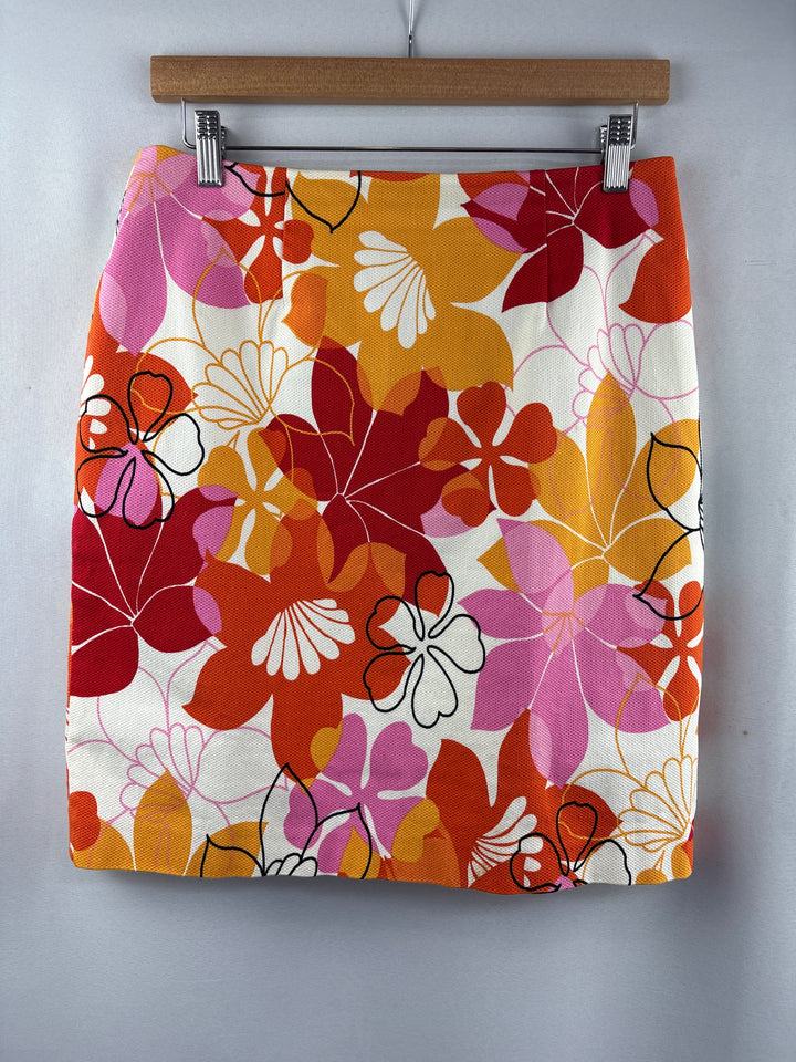 Women’s Grace Dane Lewis Size 10 Pink, White &amp; Orange Floral Pencil Skirt