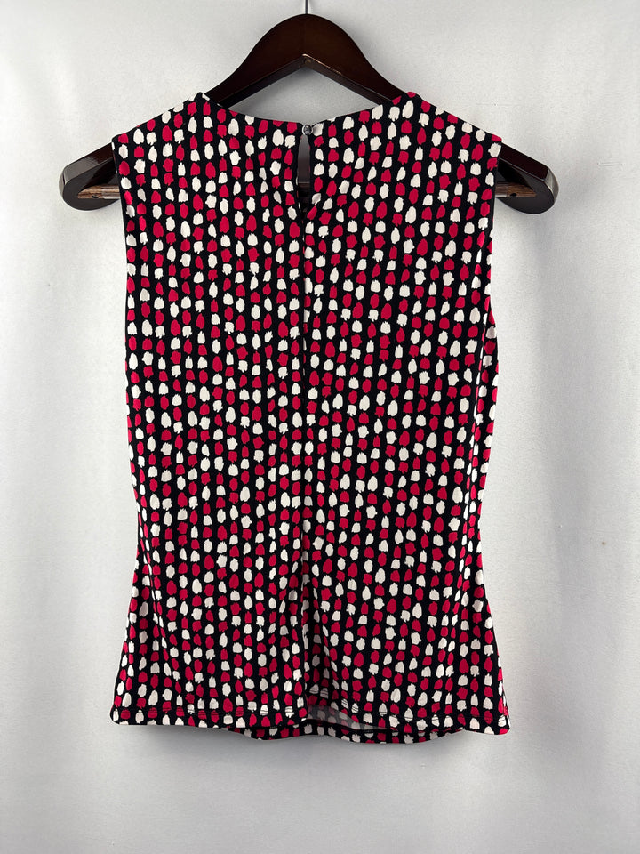 Women’s Calvin Klein XS Black White &amp; Pink Sleeveless Blouse