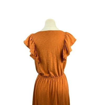 Women's J.Crew Orange Long Summer Dress , 100% Cotton - Size S