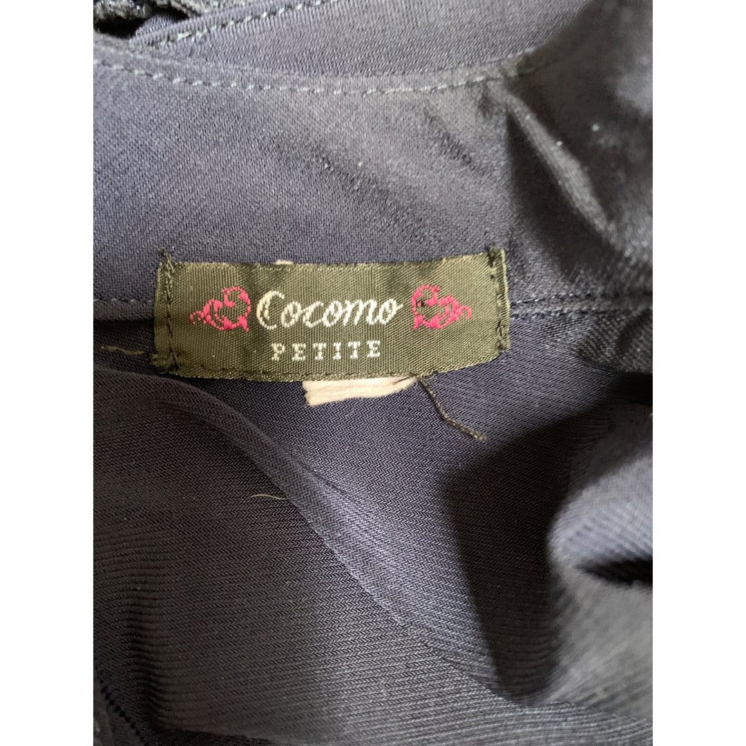 Cocomo Petite Womens Sleeveless Navy Top With Lace Detail & Back Button Closure