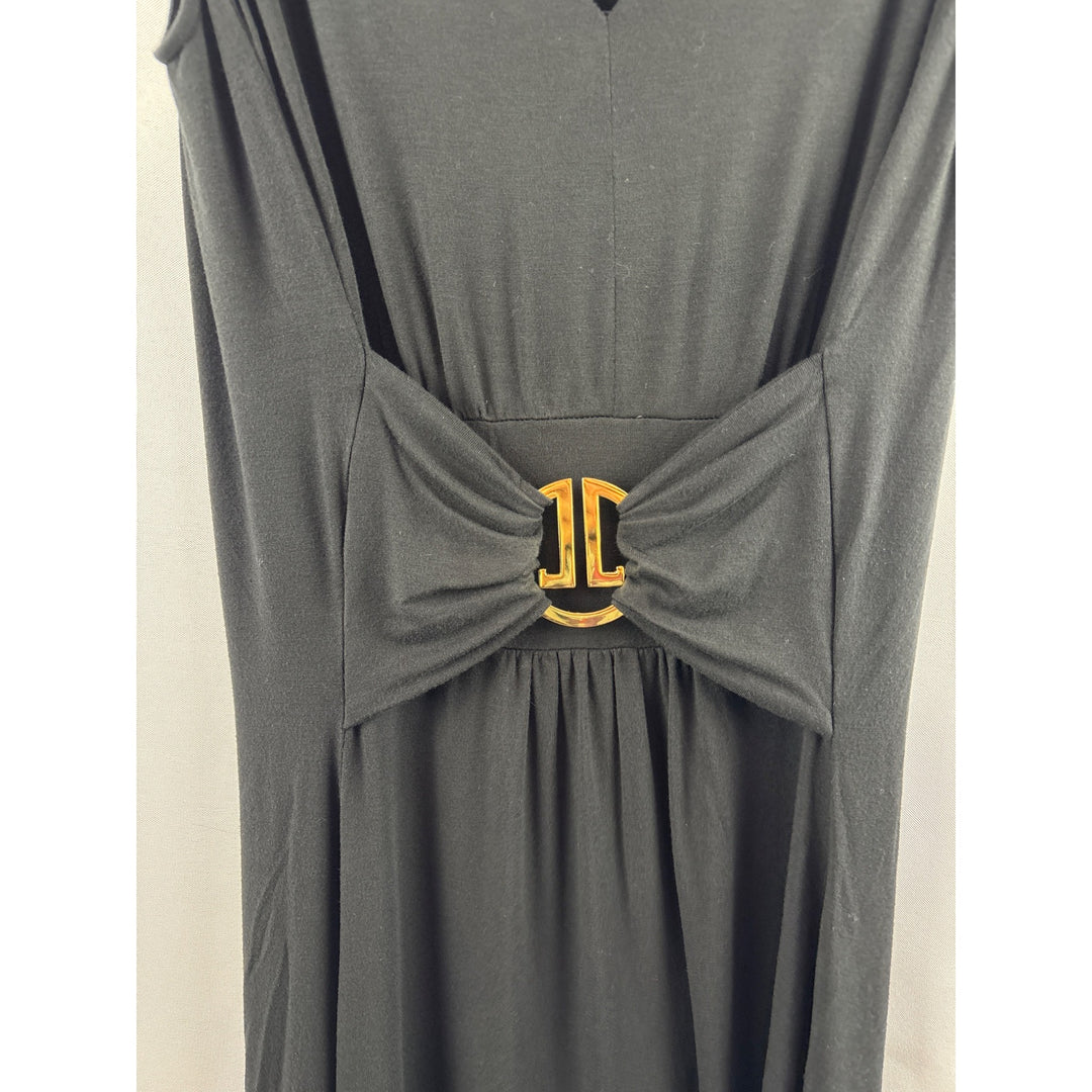 Liz Lange Womens Black Sleeveless V-Neck Dress With Bow Front & Belt Detail XS
