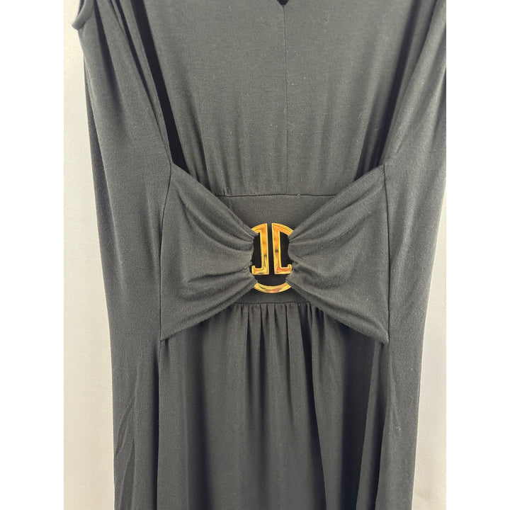 Liz Lange Womens Black Sleeveless V-Neck Dress With Bow Front & Belt Detail XS