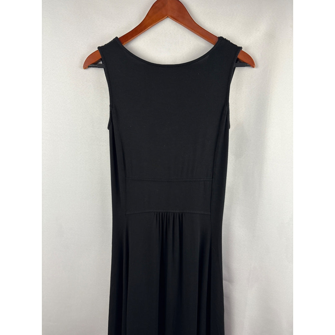 Liz Lange Womens Black Sleeveless V-Neck Dress With Bow Front & Belt Detail XS