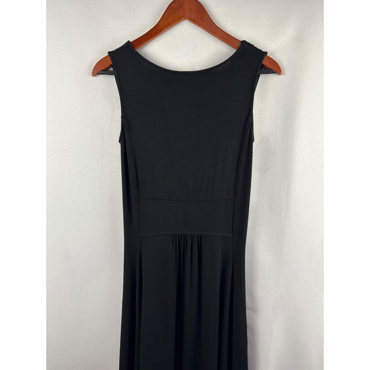 Liz Lange Womens Black Sleeveless V-Neck Dress With Bow Front & Belt Detail XS