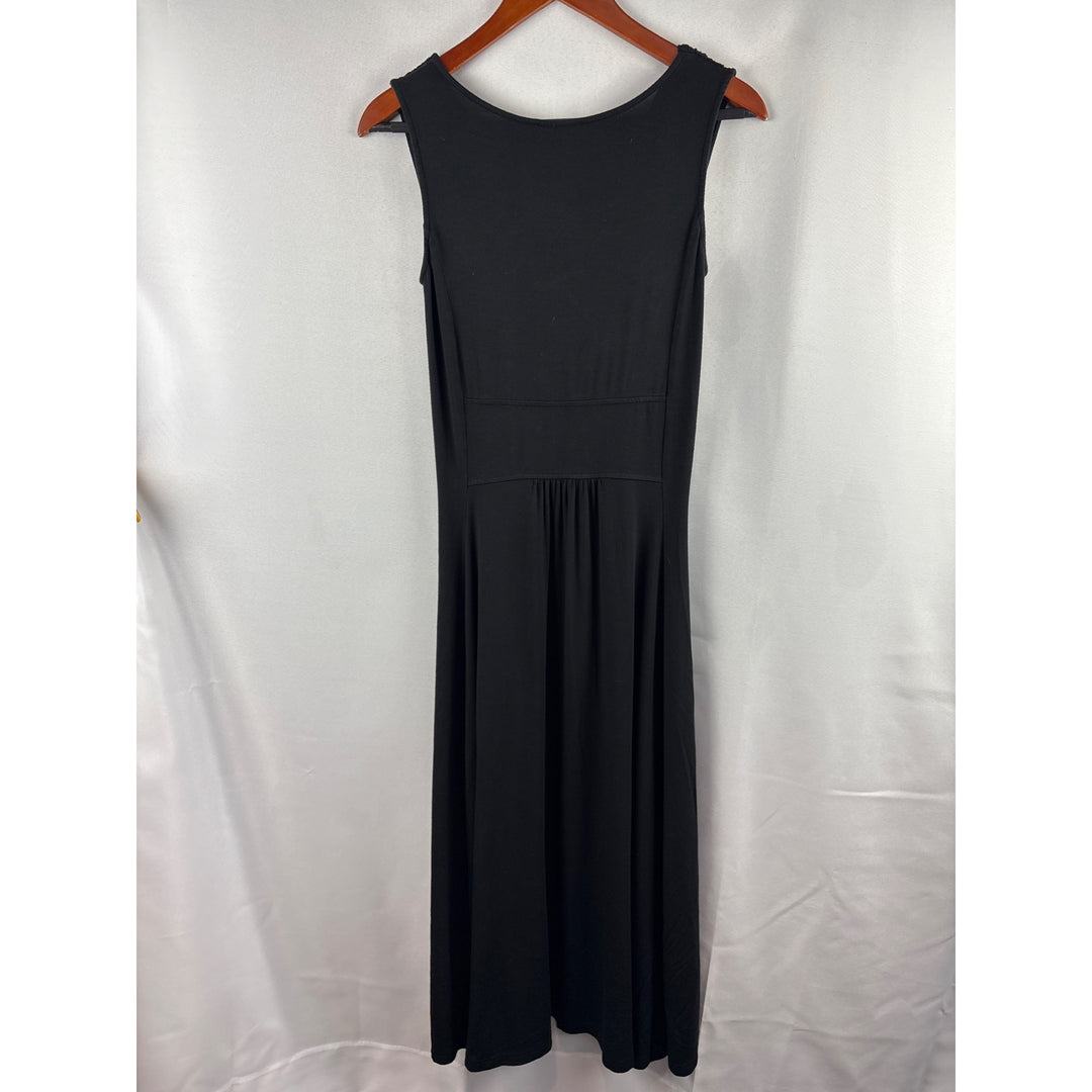 Liz Lange Womens Black Sleeveless V-Neck Dress With Bow Front & Belt Detail XS
