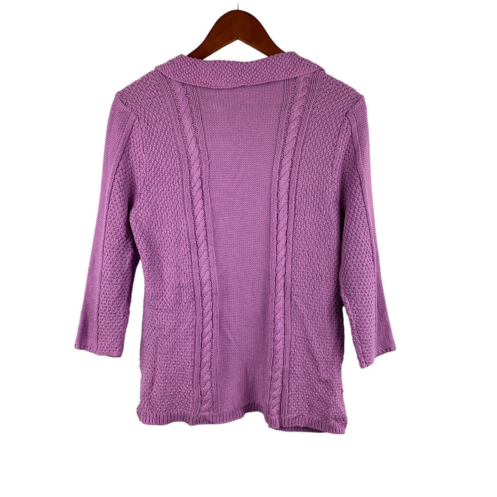 Heather B. Womens Small Purple Cotton Cardigan Sweater
