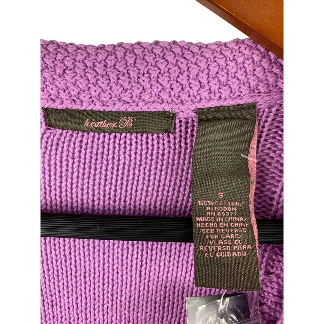 Heather B. Womens Small Purple Cotton Cardigan Sweater