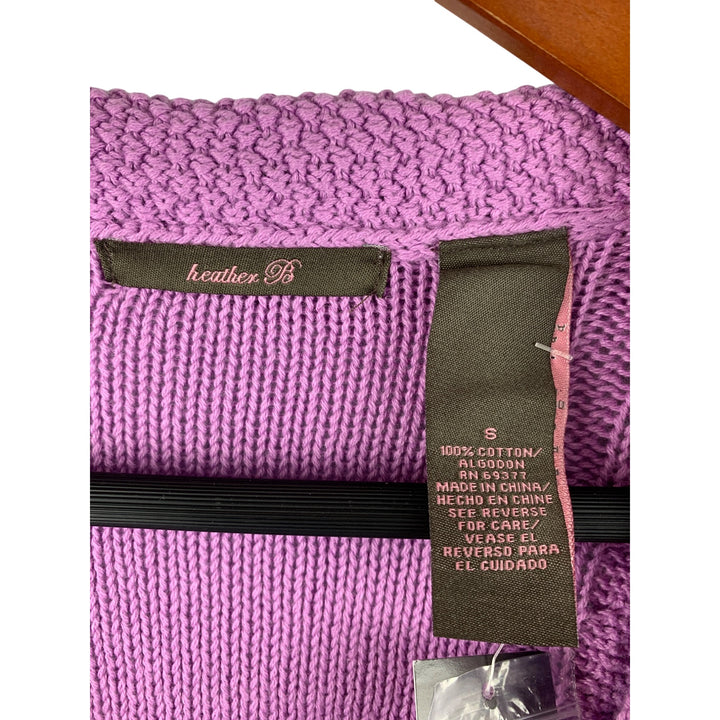 Heather B. Womens Small Purple Cotton Cardigan Sweater