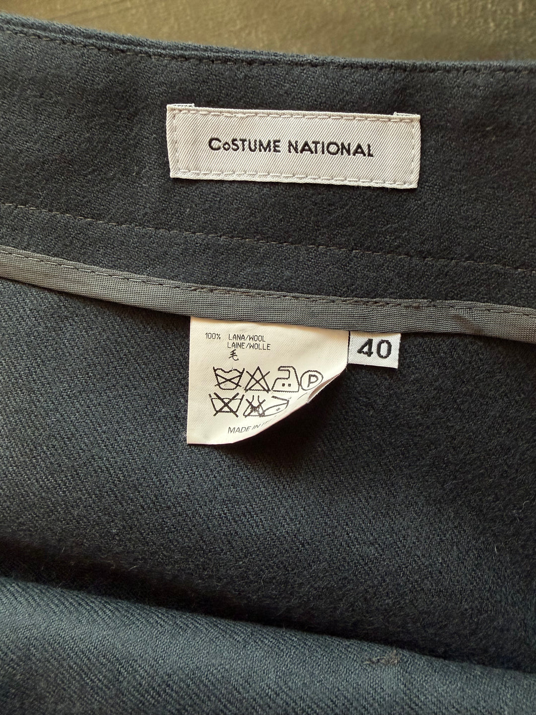 Costume National Gray 100% Wool Belted Trousers Size 40
