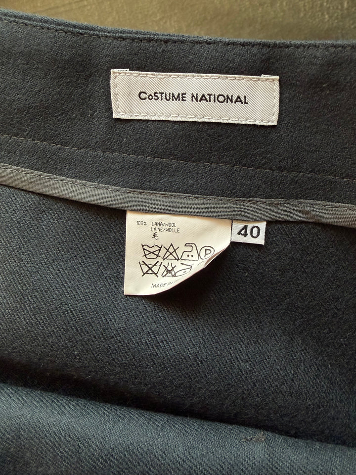 Costume National Gray 100% Wool Belted Trousers Size 40