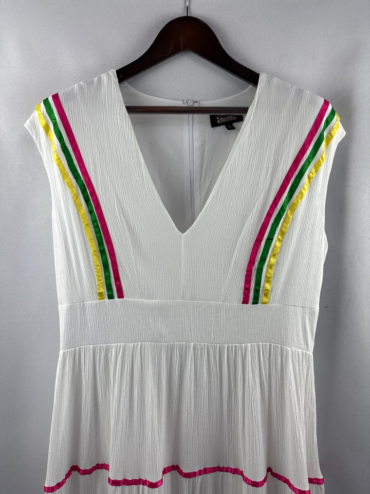 Women’s Alexia Admor Size 14 White Maxi Dress w/ Ribbon Detail