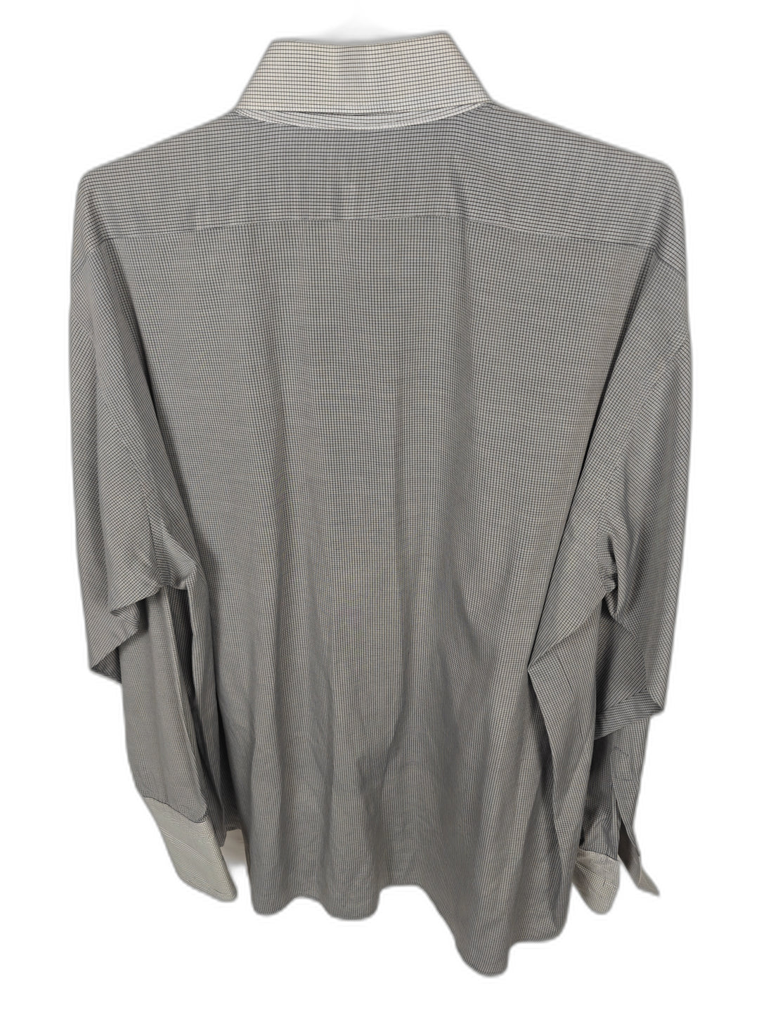 Stacy Adams Men's 18.5 36/37 Gray Micro Check French Cuff Dress Shirt Long Sleeve