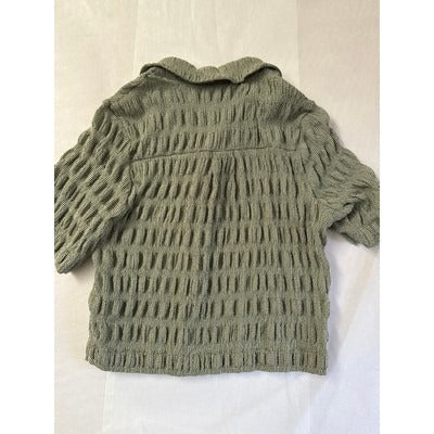 Oat New York Womens Textured Short-Sleeve Button-Up Cardigan Sweater M