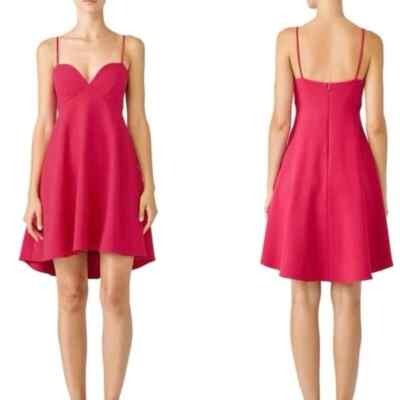 Black Halo Fuchsia Pink Mini Empire Dress Size 8