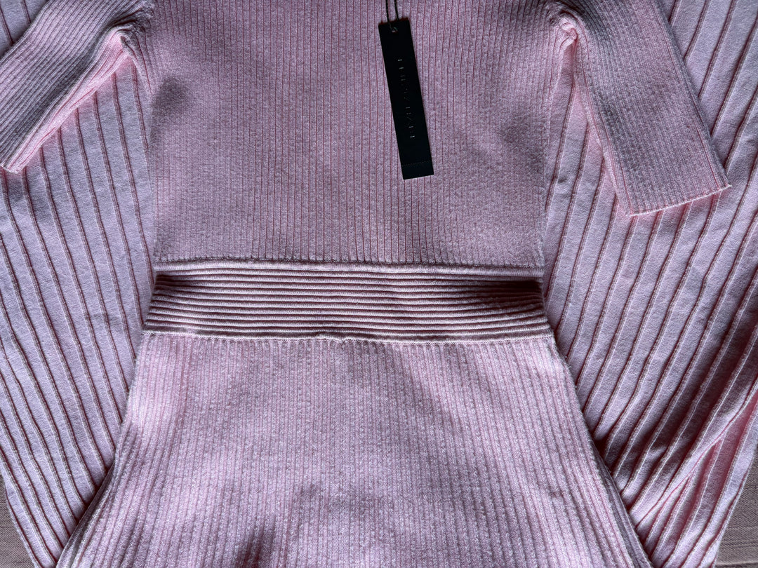 Elie Tahari Pink Midi Rib Knit Dress