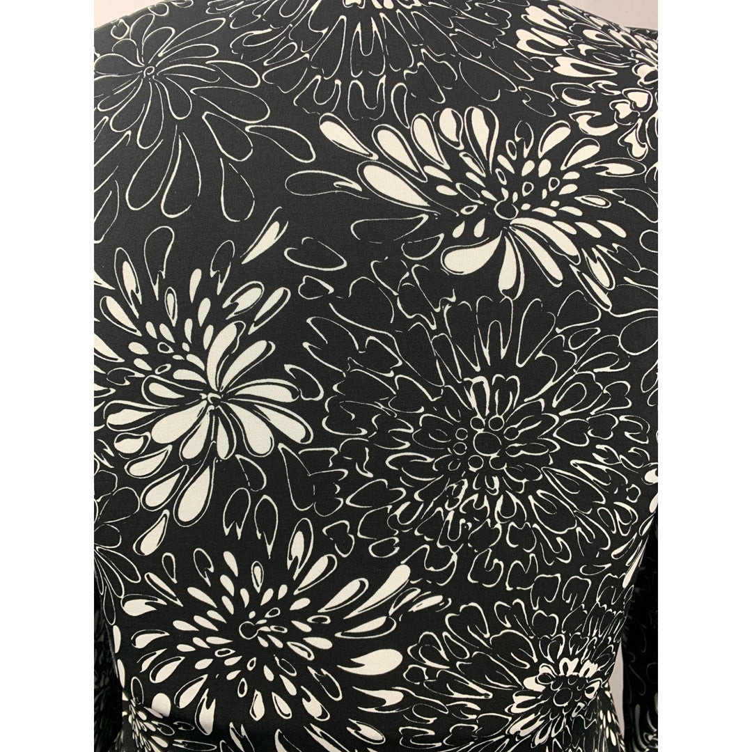 Chicos Womens Floral Wrap Dress Size 1 Black & White Stretchy Polyester Blend