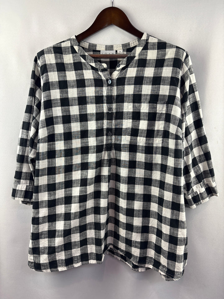 Women’s Joan Rivers Size 2X Black &amp; White Gingham Blouse
