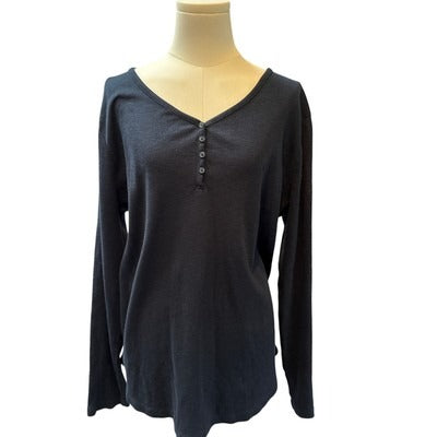 Women’s Duluth Long Sleeved Navy blue cotton V-Neck Shirt Sz XXL