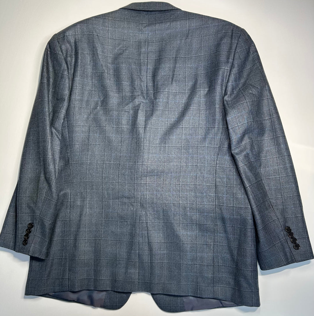 Lauren Ralph Lauren Men’s Size 48R Silk Wool Blend Windowpane Blazer Sport Coat Gray Blue